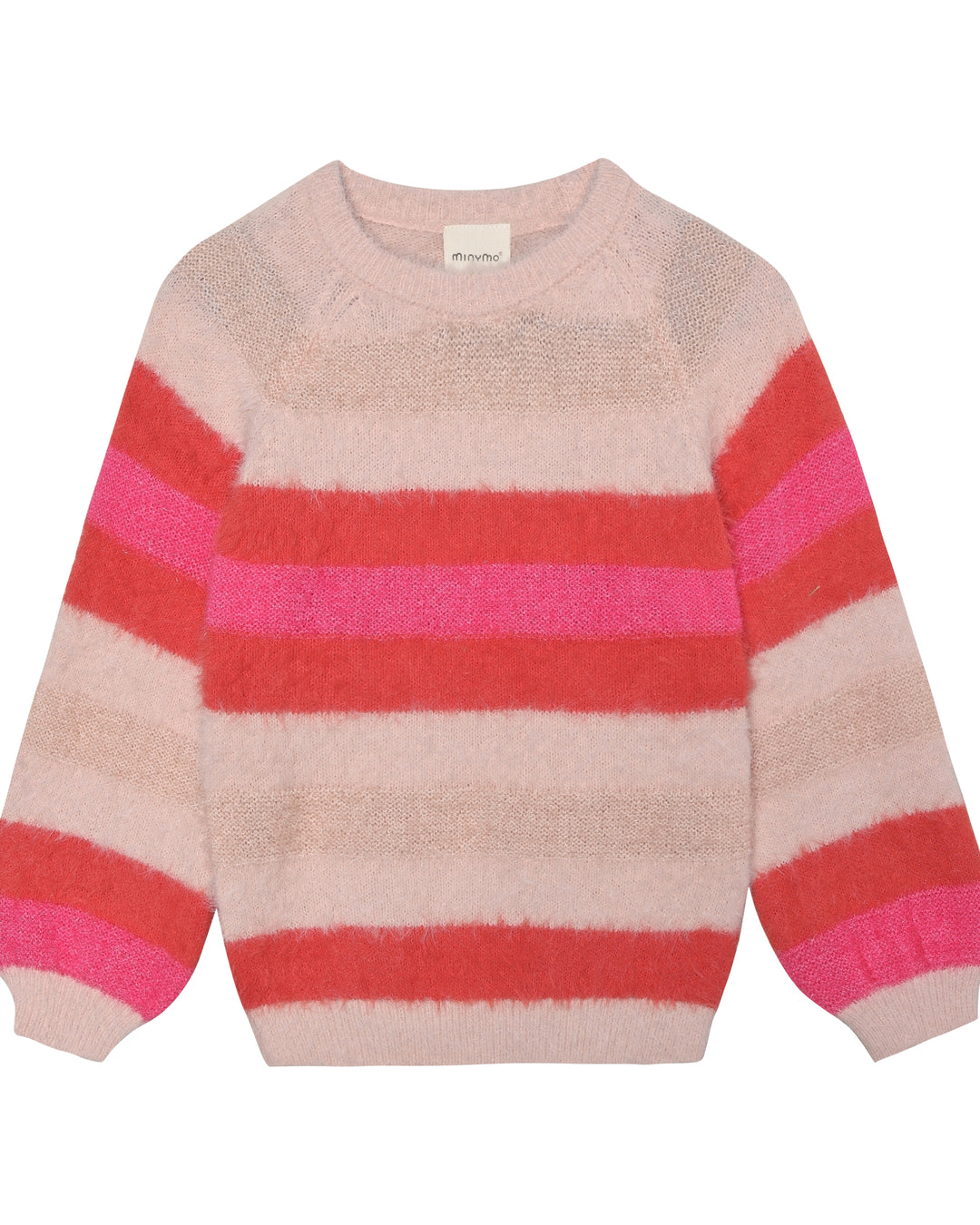 Minymo Litrík Peysa með Marglita Röndum - Peach Whip