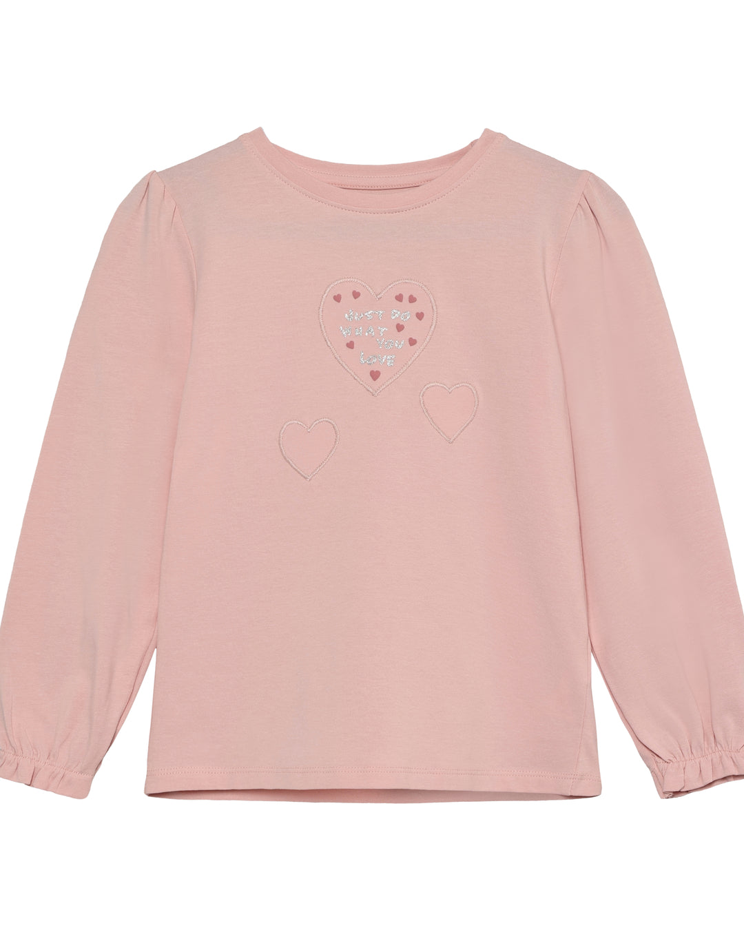 Minymo Síðermabolur með Púffermu og Hjarta - Silver Pink