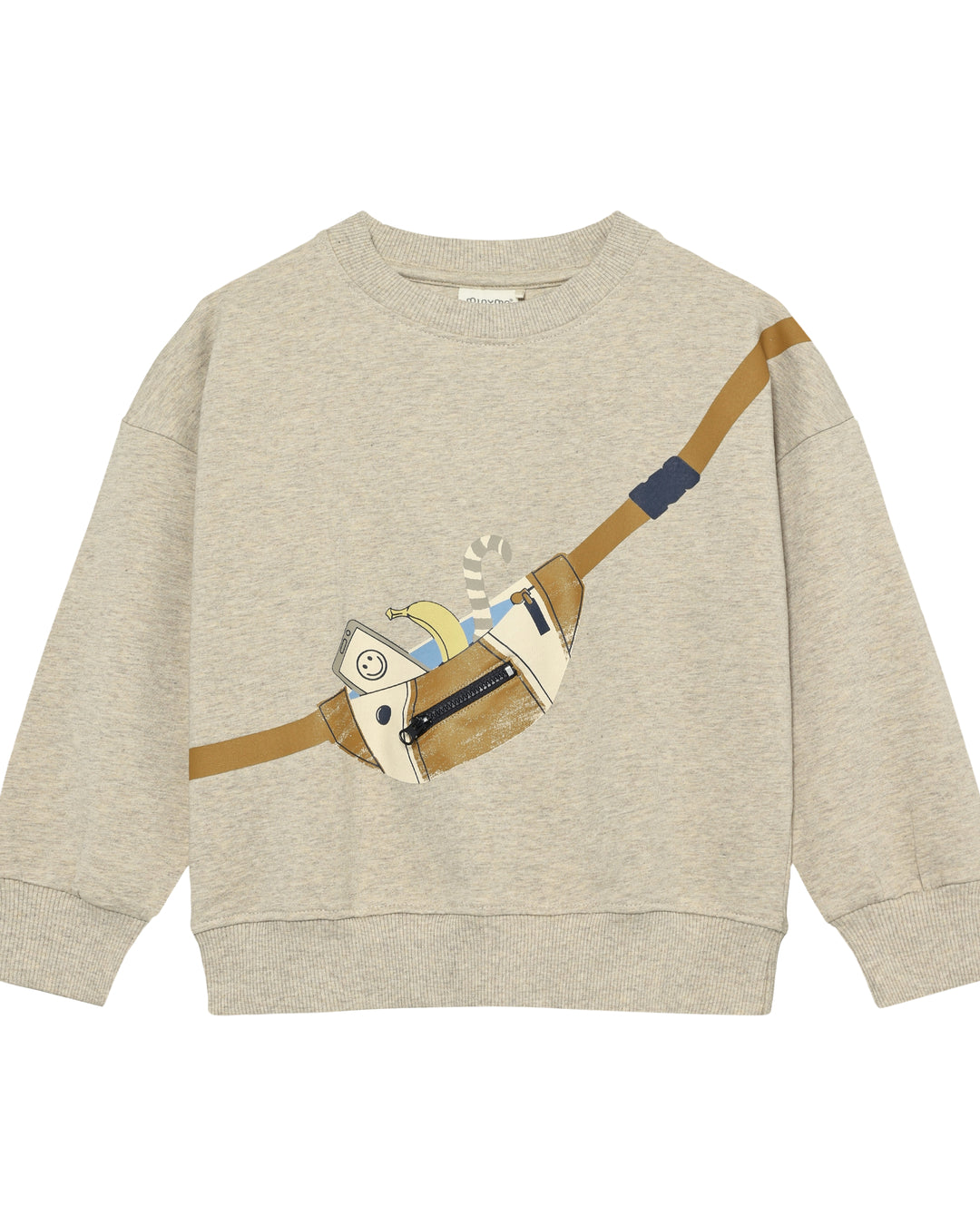 Minymo Peysa með Mittistösku - Beige Melange