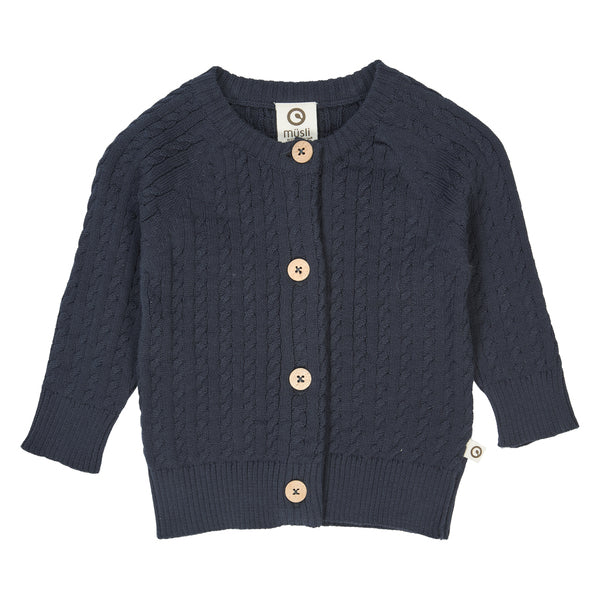 Peysa - Knit cable cardigan baby / Night blue