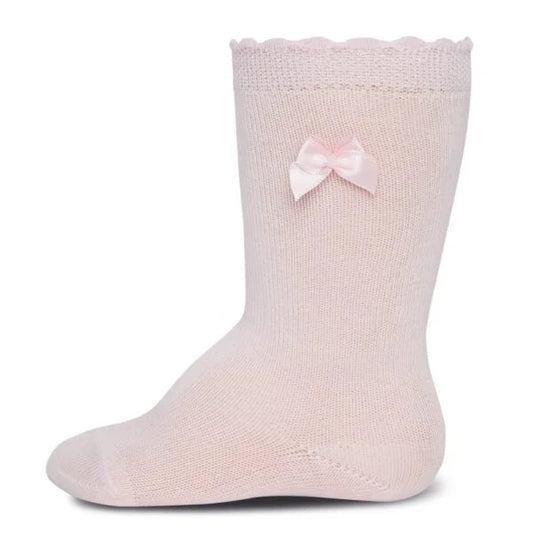 Hnésokkar með slaufu - Bleikir