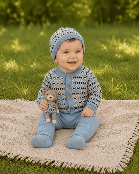 Peysa Ull - Hneppt - Grafic Light Blue