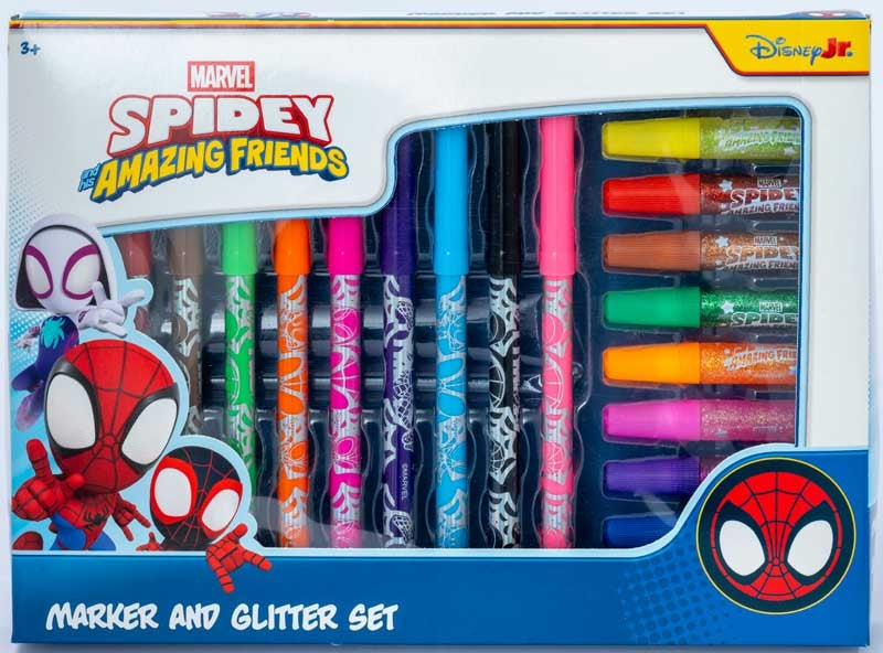 SPIDEY & FRIENDS GLITTER MARKER PENS