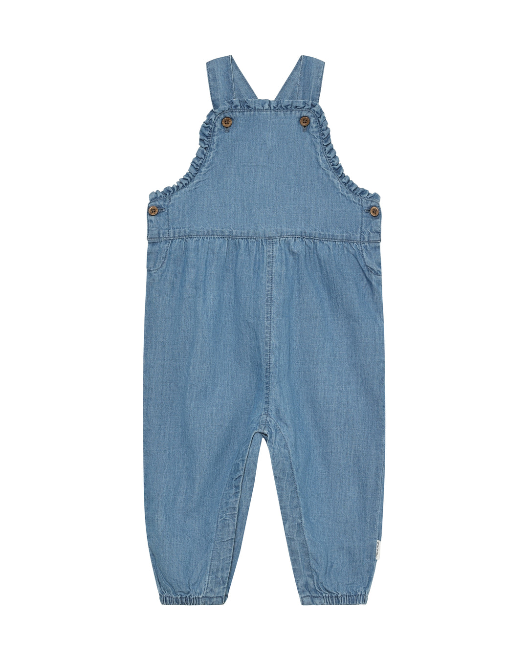 Minymo Smekkbuxur Faded Denim með Blúndu - Bómullarsmekkbuxur fyrir Ungbörn