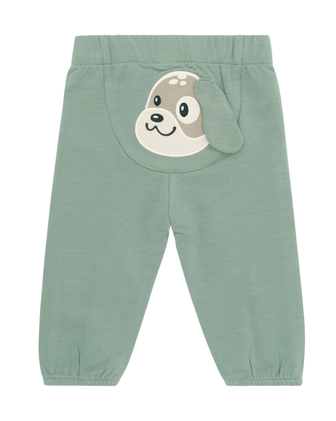 Minymo Joggingbuxur Lily Pad - Mjúkar Ungbarnabuxur með Hundamynd