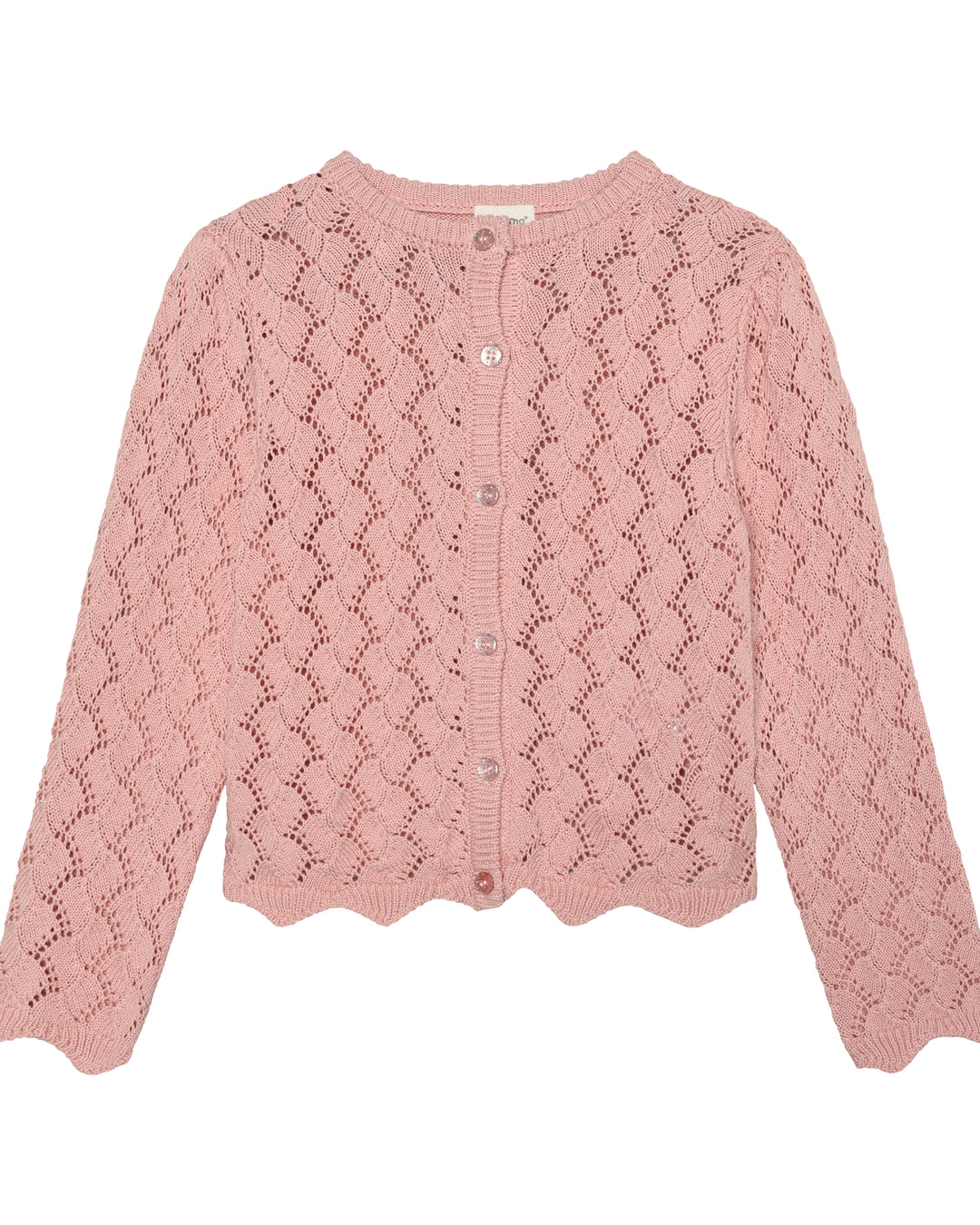 Minymo Prjónuð Hneppt Peysa með Mynstri - Silver Pink