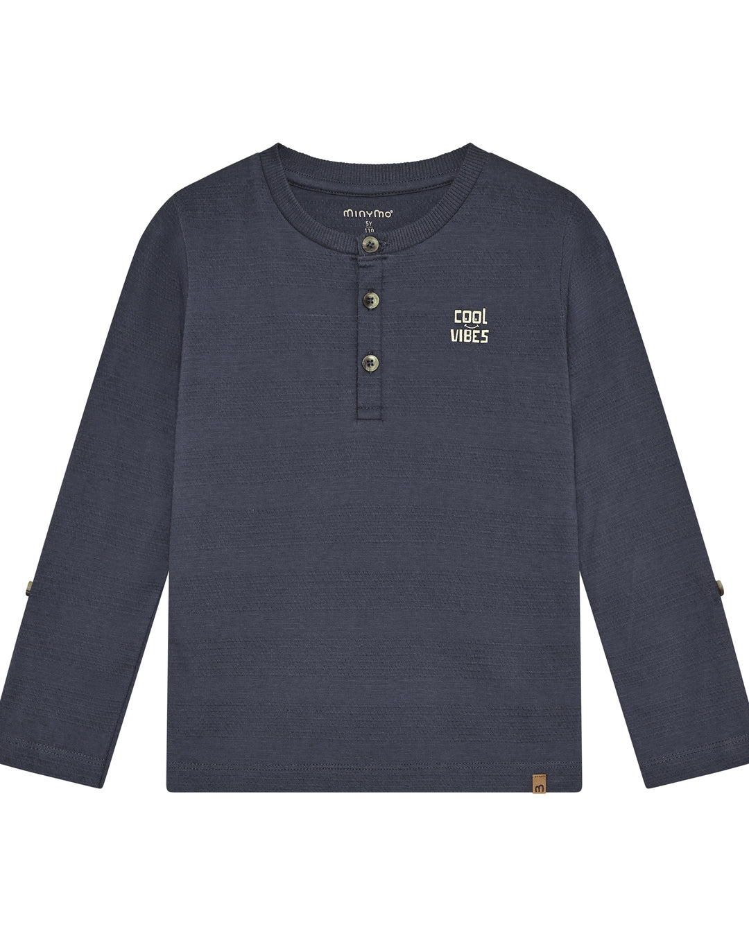 Minymo Hnepptur Síðermabolur með Texta - Odyssey Grey