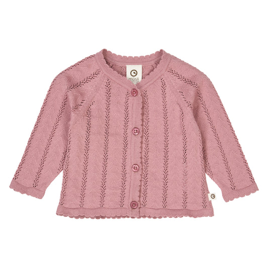 Peysa - Pointelle Knit Cardigan Baby - Nostalgia Rose