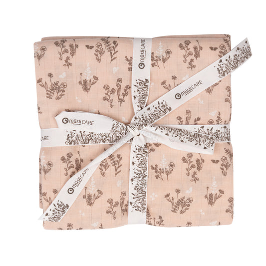 Reifar - Flora muslin wrap - Nightingale/Balsam Cream/Walnut 120x120 cm