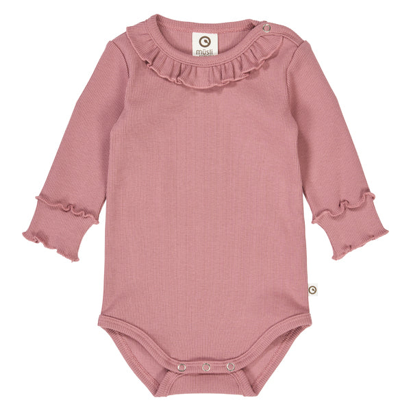 Samfella - Cozy me rib frill collar body / Nostalgia Rose