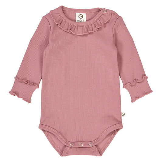Samfella - Cozy me rib frill collar body / Nostalgia Rose
