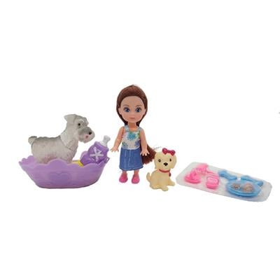 Dúkka með Dýri - Fjólublár bali