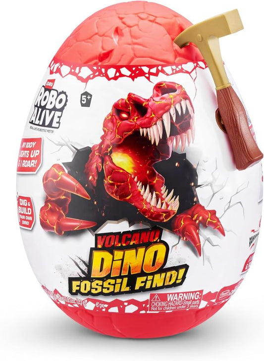 Robo Alive Volcano Dino Fossil Egg með hamri