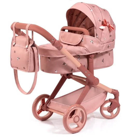 Dúkkuvagn með svuntu og skiptitösku - Ferskjubleikur