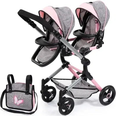 Bayer Design tvíburakerra með skiptitösku Twin Neo – Bleikur og Grár