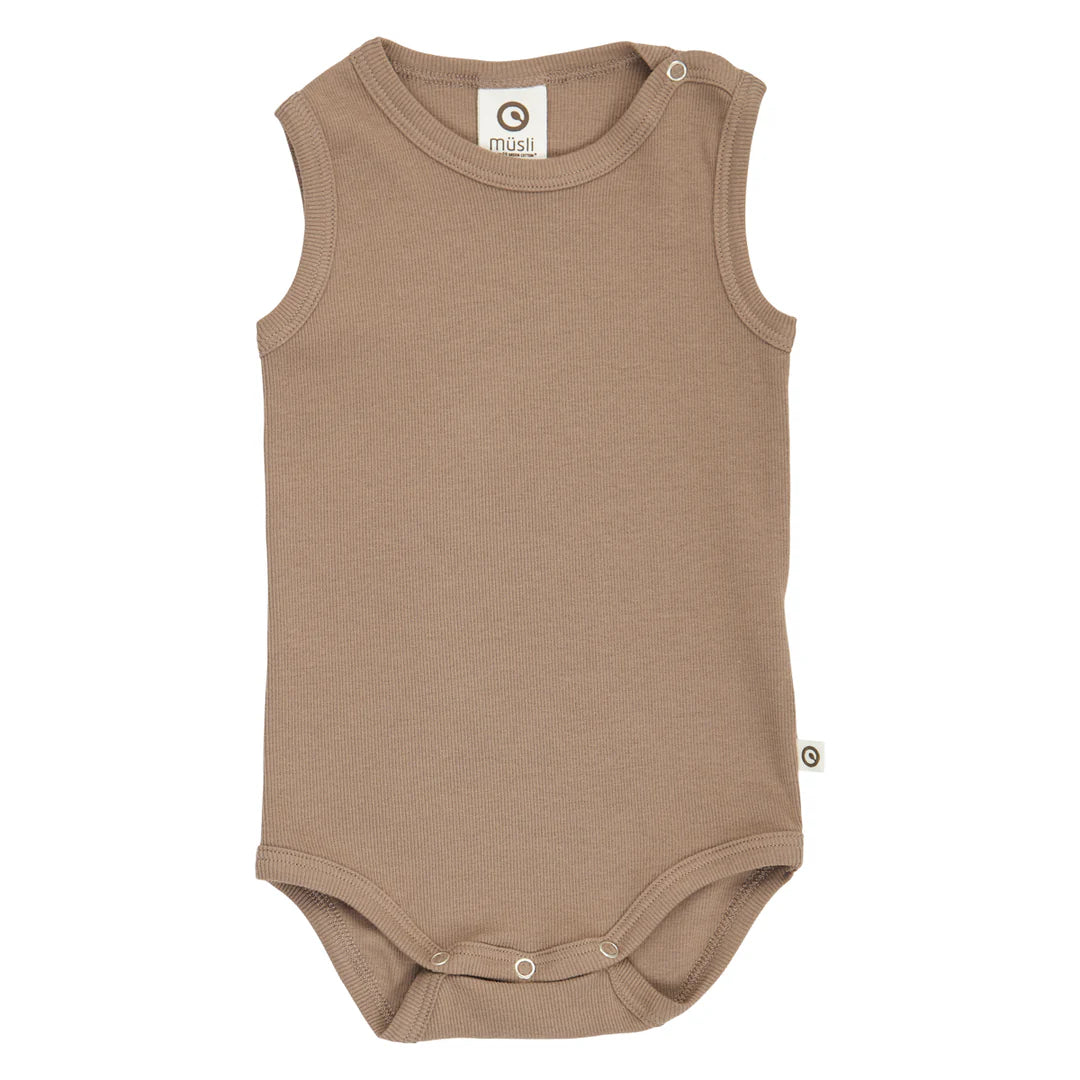 Ermalaus samfella - Rib sleeveless body - Walnut