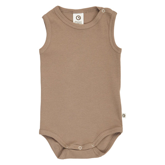 Ermalaus samfella - Rib sleeveless body - Walnut