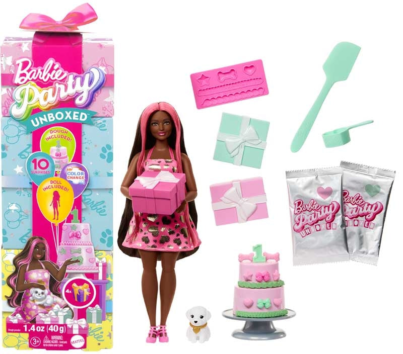 Barbie Party Unboxed Pet BIrthday - Brunette