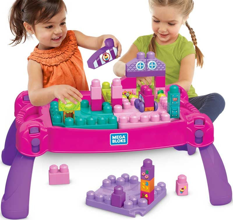 Mega Bloks - Build And Learn Borð Bleikt