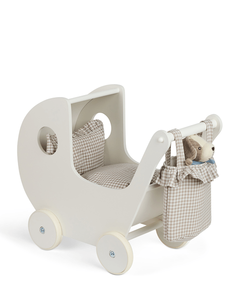 Dúkkuvagn úr tré - Hvítur