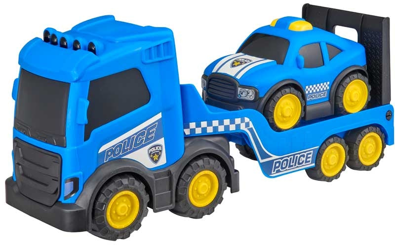 Trukkur með Lögreglubíl á Kerru - Blár